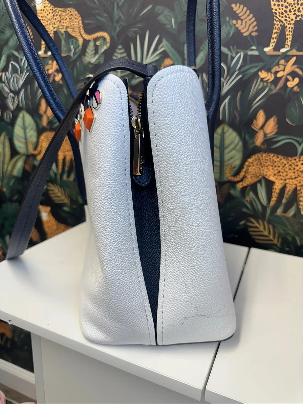 Kate Spade white leather bag with embellishments